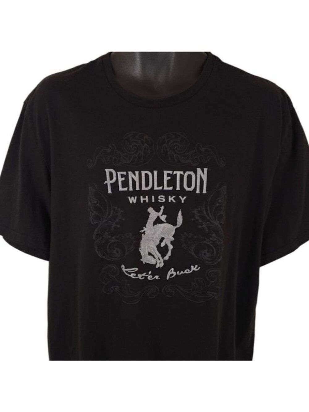 Pendleton Whisky T Shirt Mens Size XL Black Let Er Buck Rodeo Western Whiskey